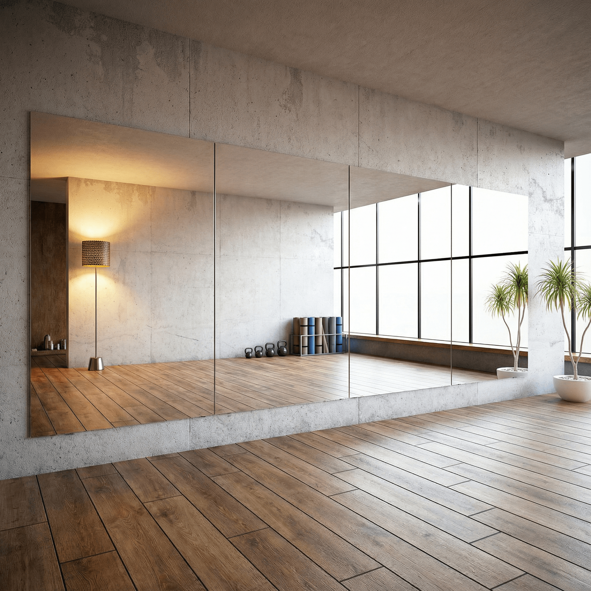 Shatterproof & ultra-lightweight mirrored wall - frameless