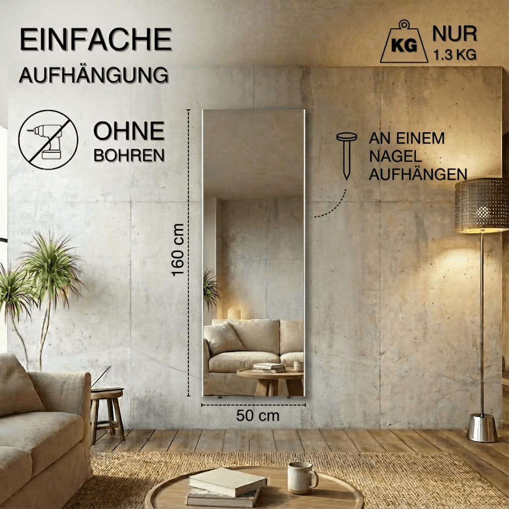 Specchio a figura intera ultraleggero e infrangibile