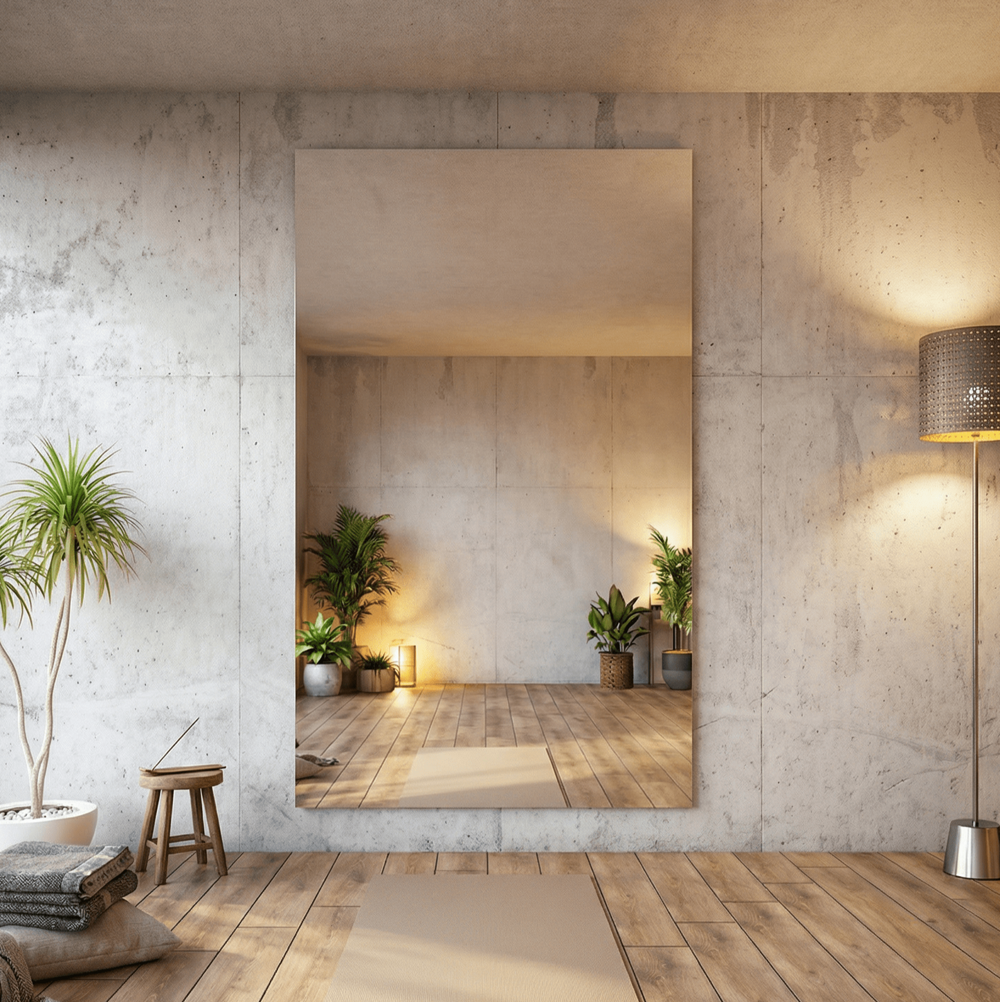 Bruchsichere & ultraleichte Spiegelwand - rahmenlos