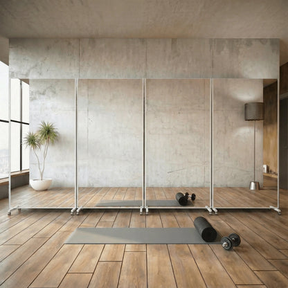 Shatter-proof &amp; ultra-light mirror wall - with mountable castors