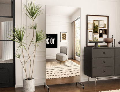 Shatter-proof &amp; ultra-light mirror wall - with mountable castors
