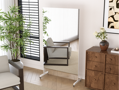 Shatter-proof &amp; ultra-light mirror wall - with mountable castors
