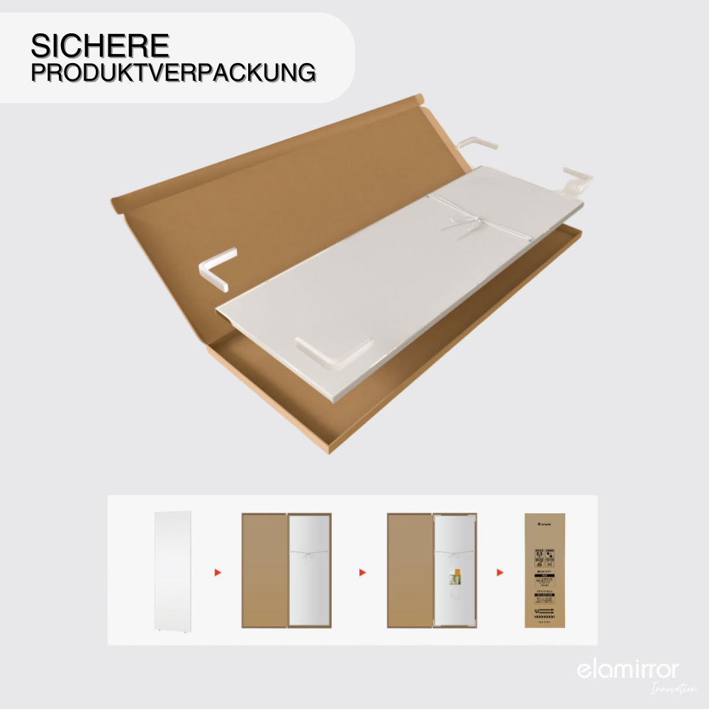 Sicher verpackter bruchsicherer Ganzkörperspiegel für den sicheren Versand.